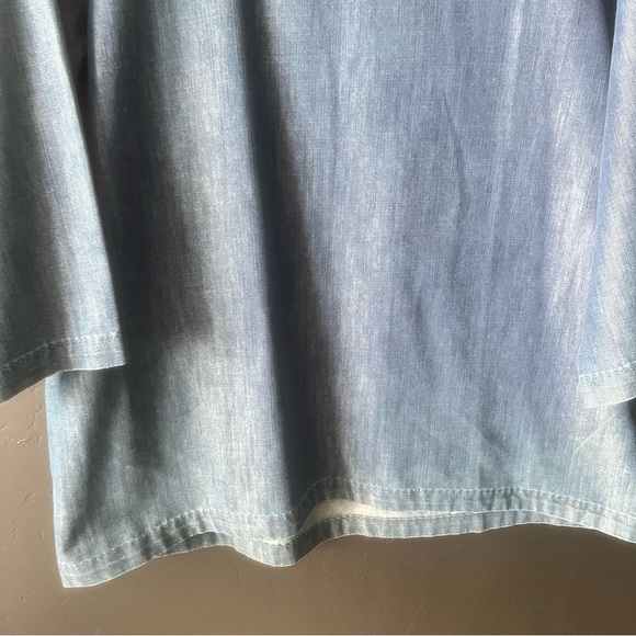 Vintage Martha Stewart  Zipper Denim 3/4 Sleeve Woven Top XL  Blue Denim Top - Picture 5 of 10